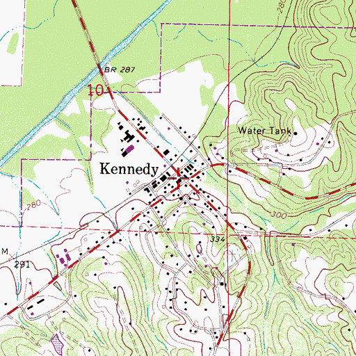 Topographic Map of Kennedy Post Office, AL