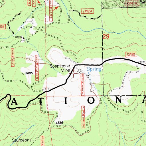 Topographic Map of Soapstone Mine, CA