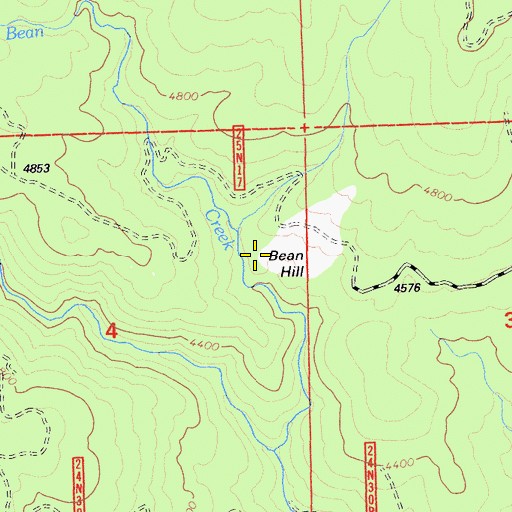 Topographic Map of Bean Hill, CA
