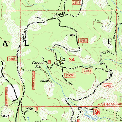Topographic Map of Bull Flat, CA