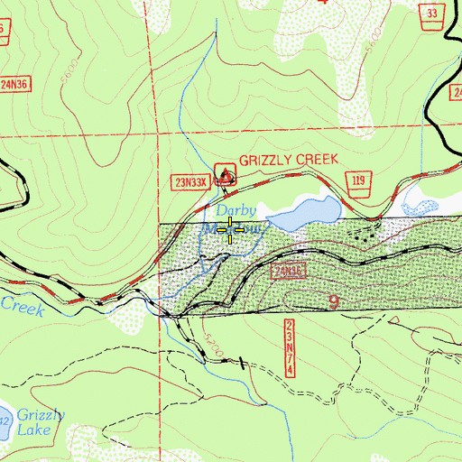 Topographic Map of Darby Meadow, CA