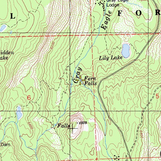 Topographic Map of Fern Falls, CA