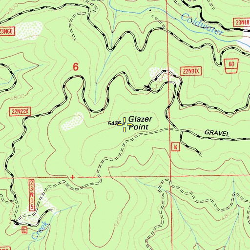 Topographic Map of Glazer Point, CA