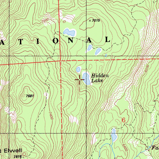 Topographic Map of Hidden Lake, CA