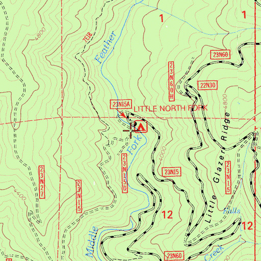 Topographic Map of Little North Fork Campground, CA