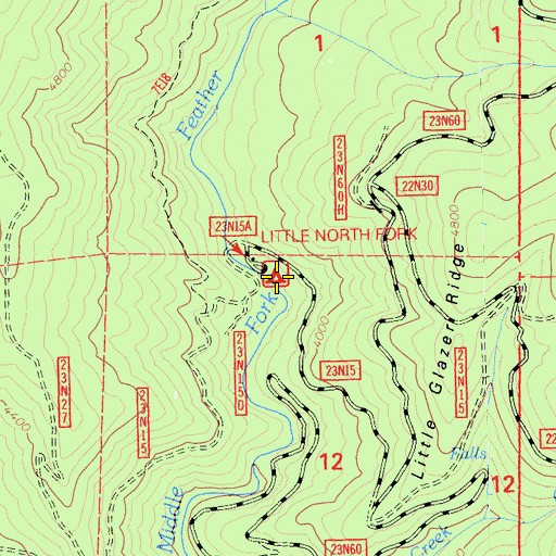 Topographic Map of Little North Fork Campground, CA