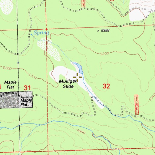 Topographic Map of Mulligan Slide, CA