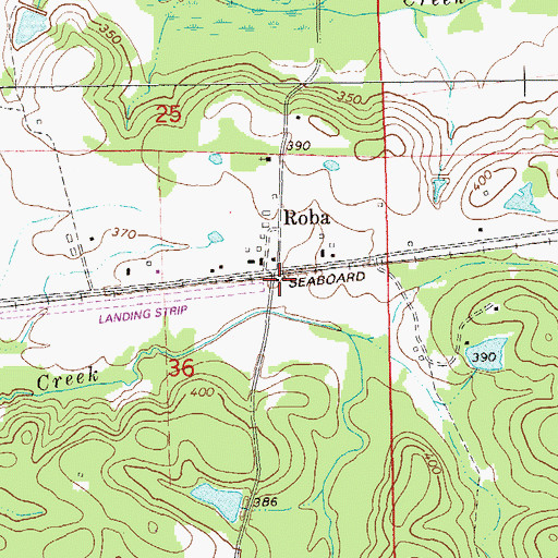 Topographic Map of Roba Post Office, AL