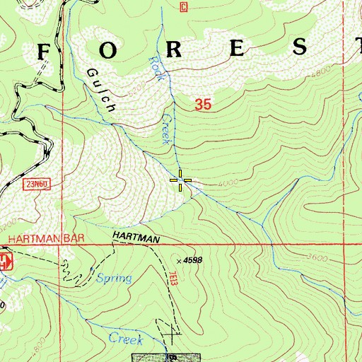 Topographic Map of Rock Creek, CA