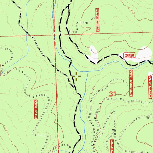 Topographic Map of Rock Creek Campground, CA
