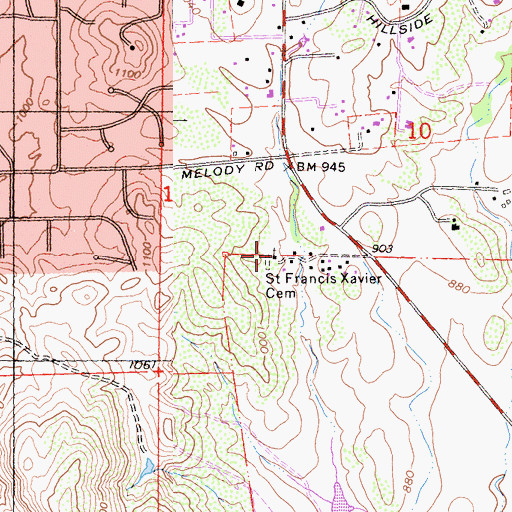 Topographic Map of Indian Church, CA