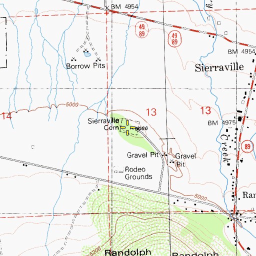 Topographic Map of Sierraville Cemetery, CA