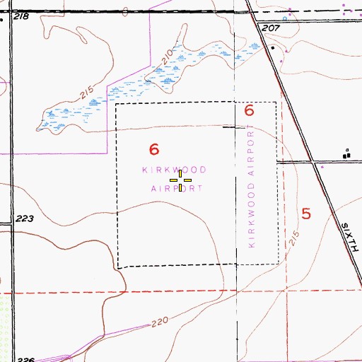 Topographic Map of Kirkwood Airport (historical), CA