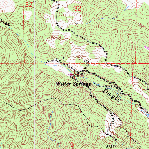 Topographic Map of Witter Springs (historical), CA