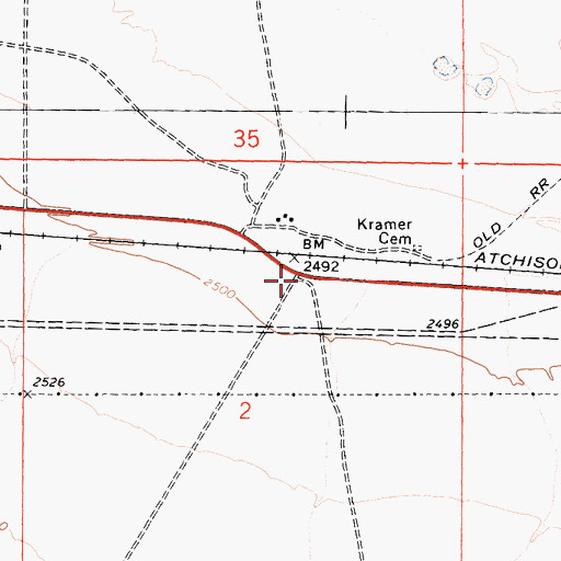 Topographic Map of Kramer, CA
