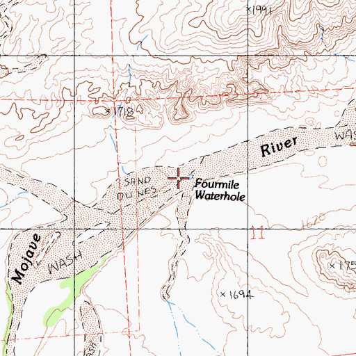 Topographic Map of Fourmile Waterhole, CA