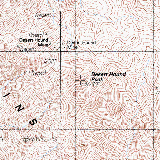 Topographic Map of Desert Hound Peak, CA