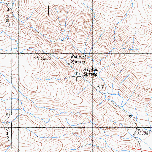 Topographic Map of Alpha Spring, CA