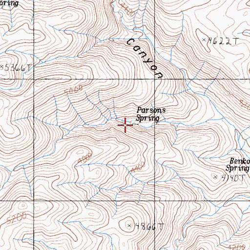 Topographic Map of Parsons Spring, CA