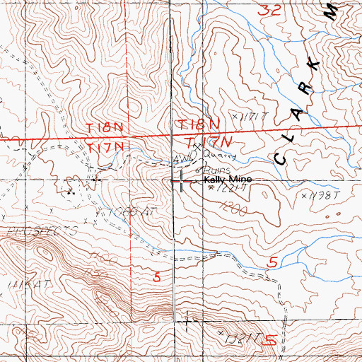 Topographic Map of Kelly Mine, CA