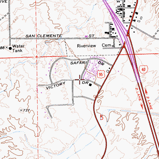 Topographic Map of Riverview Airport (historical), CA