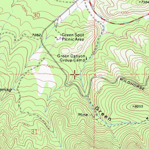 Topographic Map of Green Spot, CA