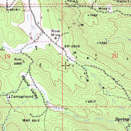 Topographic Map of Monte Cristo Mine, CA