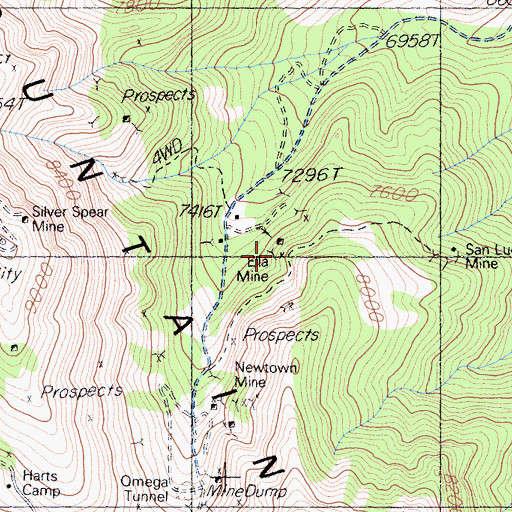 Topographic Map of Ella Mine, CA