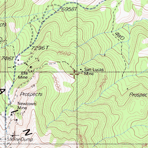 Topographic Map of San Lucas Mine, CA