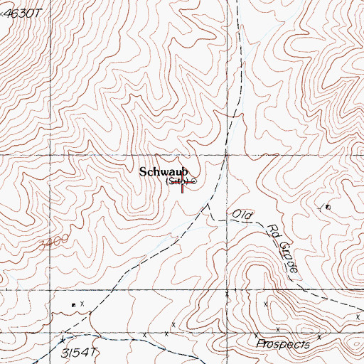 Topographic Map of Schwaub (historical), CA