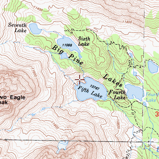 Topographic Map of Big Pine Lakes, CA
