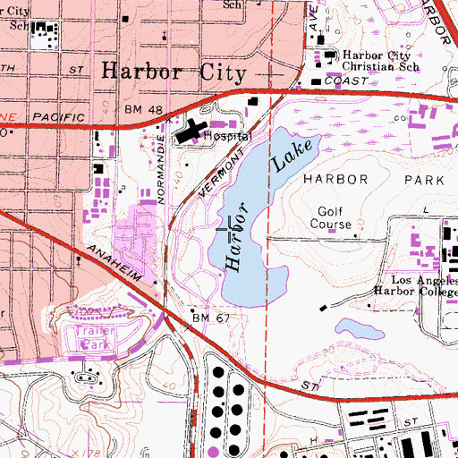 Topographic Map of Harbor Lake, CA