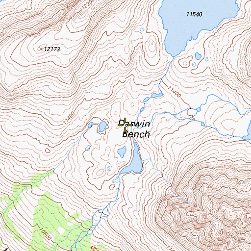 Topographic Map of Darwin Bench, CA