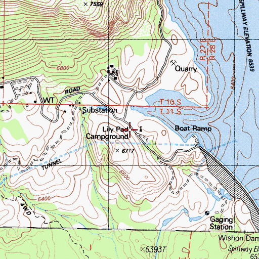 Topographic Map of Lily Pad Campground, CA