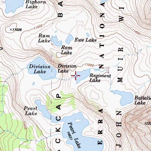 Topographic Map of Regiment Lake, CA