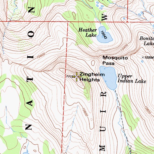 Topographic Map of Zingheim Heights, CA