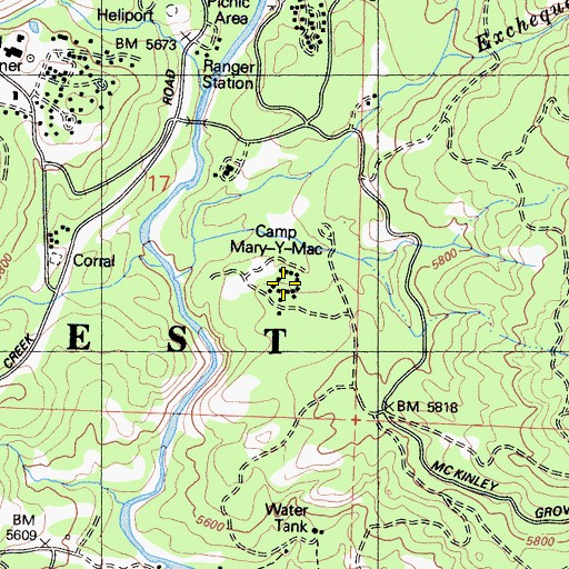 Topographic Map of Camp Mary-Y-Mac, CA