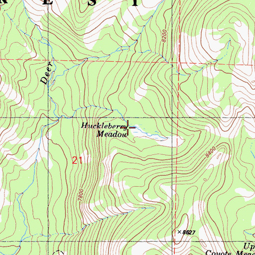 Topographic Map of Huckleberry Meadow, CA