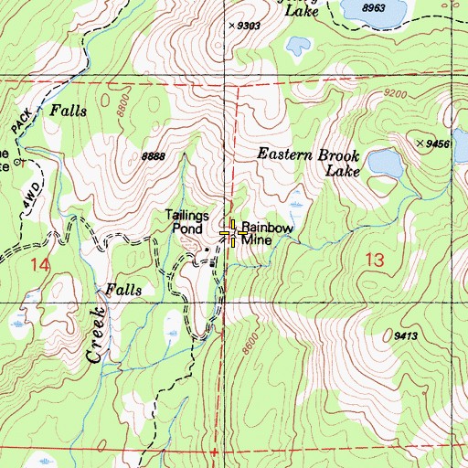 Topographic Map of Rainbow Mine, CA