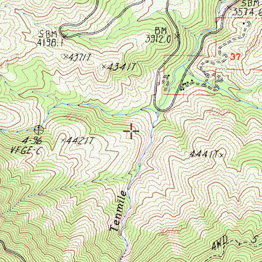 Topographic Map of Junction Vista Point, CA