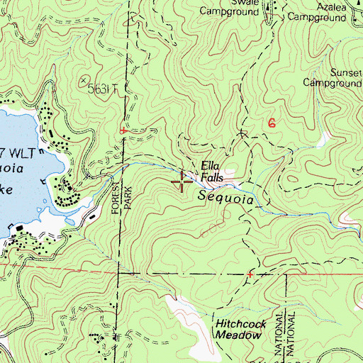 Topographic Map of Ella Falls, CA