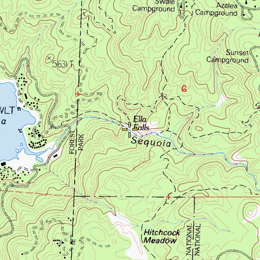 Topographic Map of Ella Falls, CA