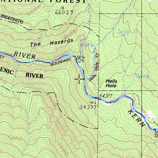Topographic Map of Hells Hole Creek, CA