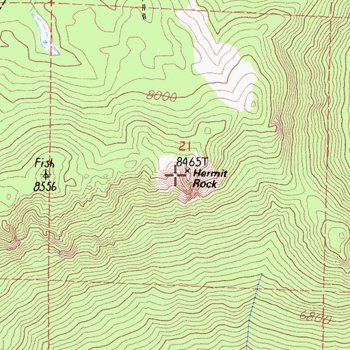 Topographic Map of Hermit Rock, CA