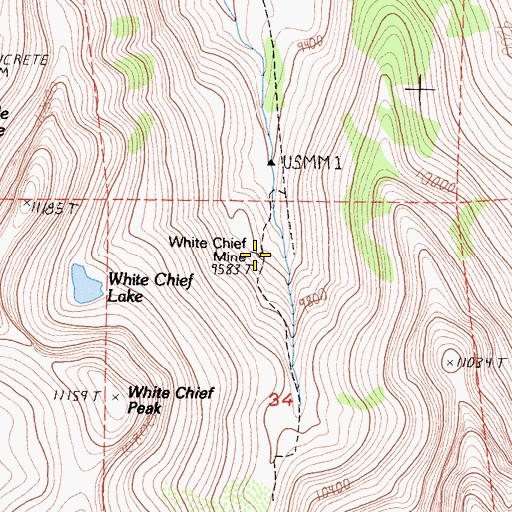 Topographic Map of White Chief Mine, CA