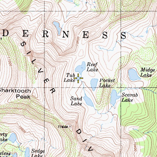 Topographic Map of Tub Lake, CA