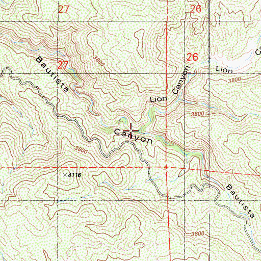 Topographic Map of Lion Canyon, CA