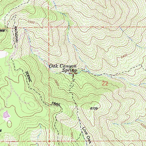 Topographic Map of Oak Canyon Spring, CA