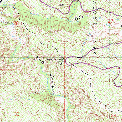 Topographic Map of White Post Turn, CA