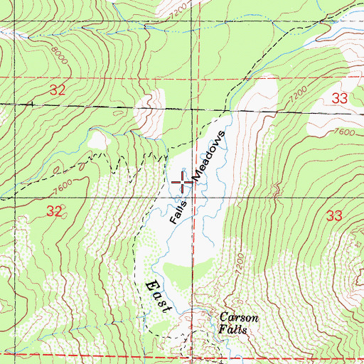 Topographic Map of Falls Meadows, CA
